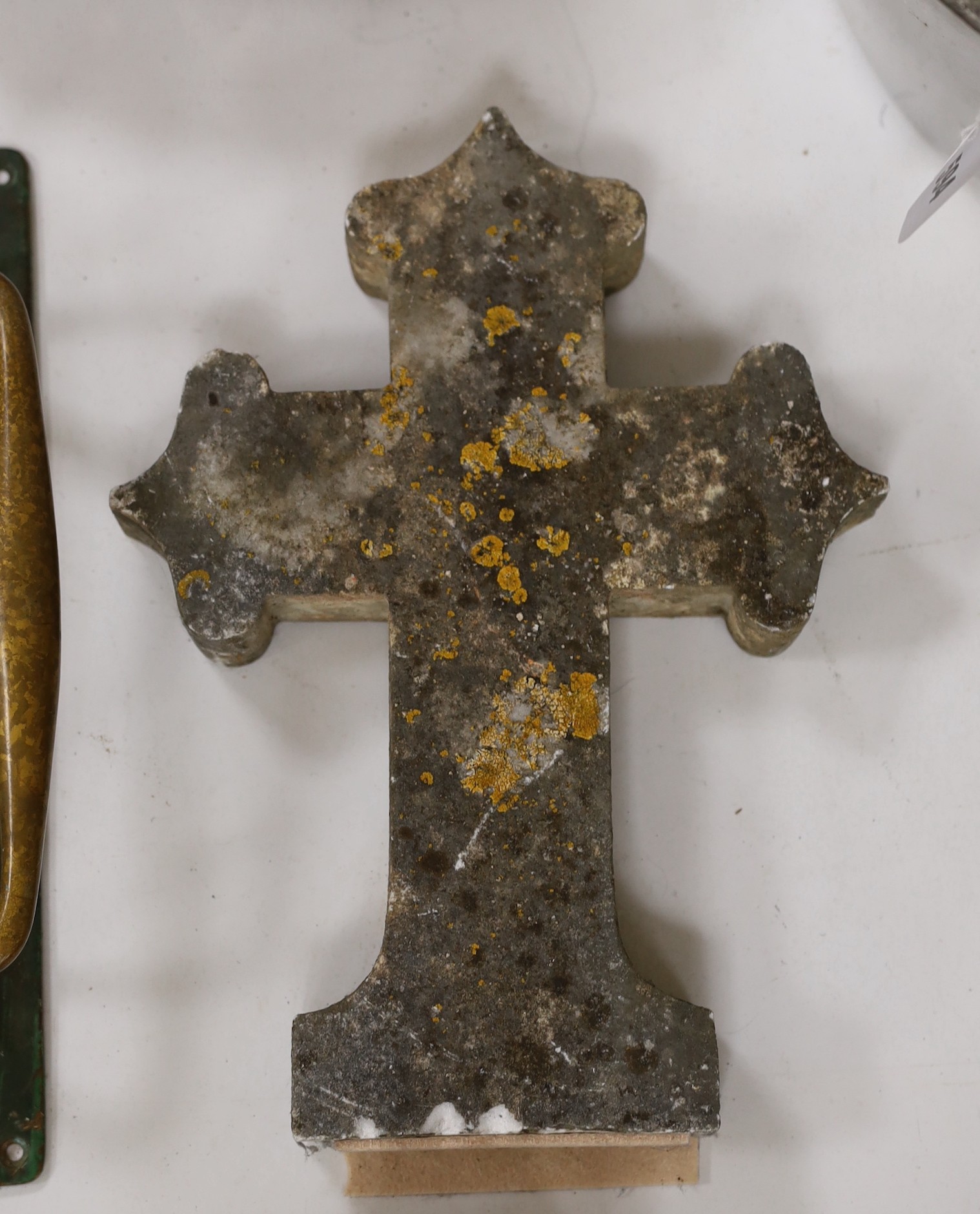 Four 19th century French stone crosses, largest 36cm tall